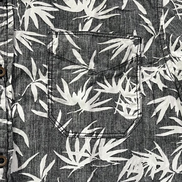 Private Member Black White Palm Print Button Up Shirt Men Small Inside Out Print - Picture 2 of 14